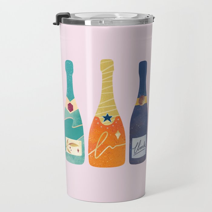 Champagne Bottles - Pink Ver. Travel Mug Gallery Image 3