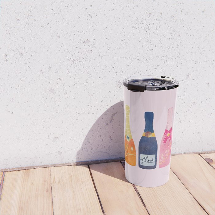 Champagne Bottles - Pink Ver. Travel Mug Gallery Image 4