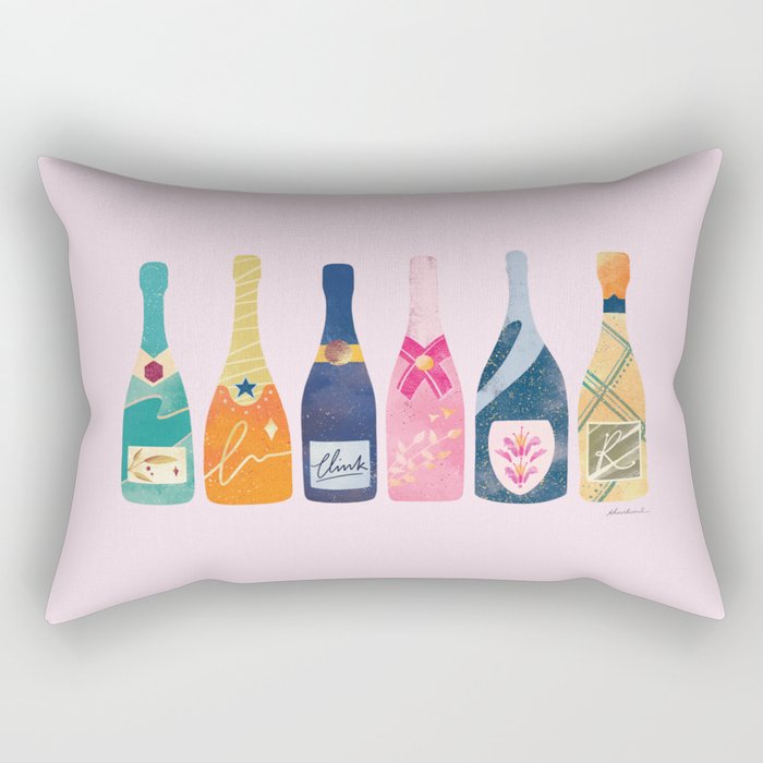 Champagne Bottles - Pink Ver. Rectangular Pillow Gallery Image 2