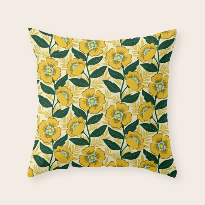 Yellow flower garden Throw Pillow Gallery Image 6