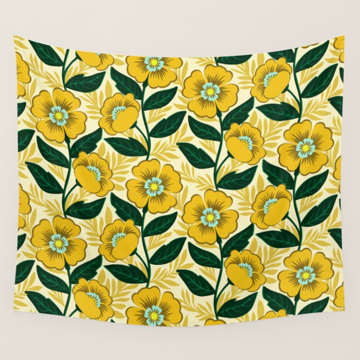 Yellow flower garden Wall Tapestry Gallery Image 1