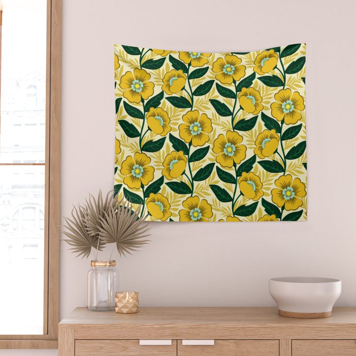 Yellow flower garden Wall Tapestry Gallery Image 2