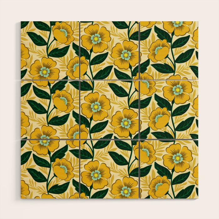 Yellow flower garden Wood Wall Art Gallery Image 1
