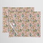 Gardenia | Vintage Botanical Nature Pattern | Blush Boho Plants Garden Floral Placemat Gallery Image 1