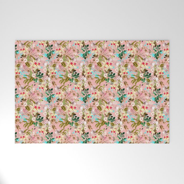 Gardenia | Vintage Botanical Nature Pattern | Blush Boho Plants Garden Floral Welcome Mat Gallery Image 1