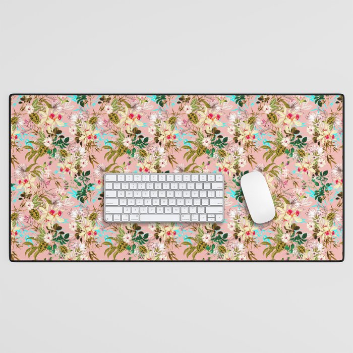 Gardenia | Vintage Botanical Nature Pattern | Blush Boho Plants Garden Floral Desk Mat Gallery Image 1