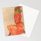 Egon Schiele "Kneeling Female in Orange-Red Dress" Stationery Card Gallery Image 2