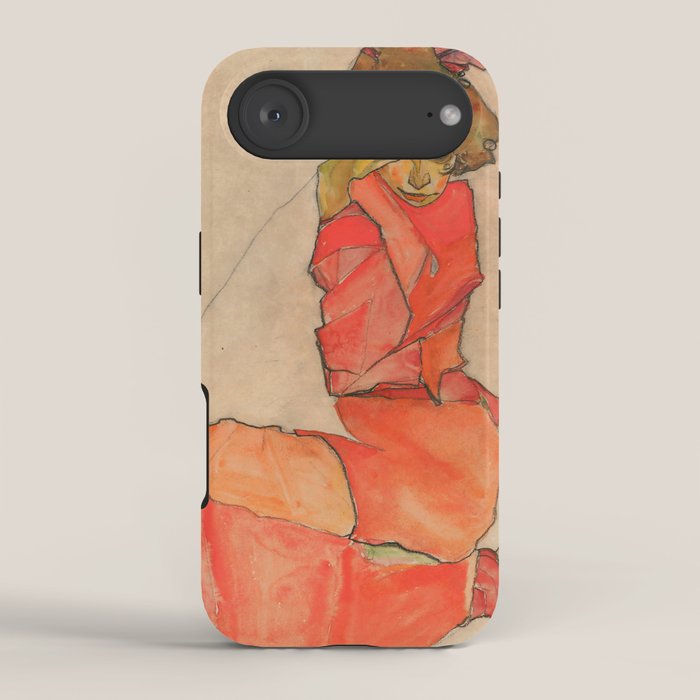 Egon Schiele "Kneeling Female in Orange-Red Dress" iPhone Case Gallery Image 2