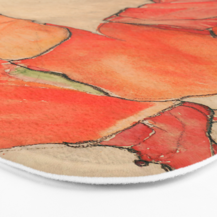 Egon Schiele "Kneeling Female in Orange-Red Dress" Bath Mat Gallery Image 3