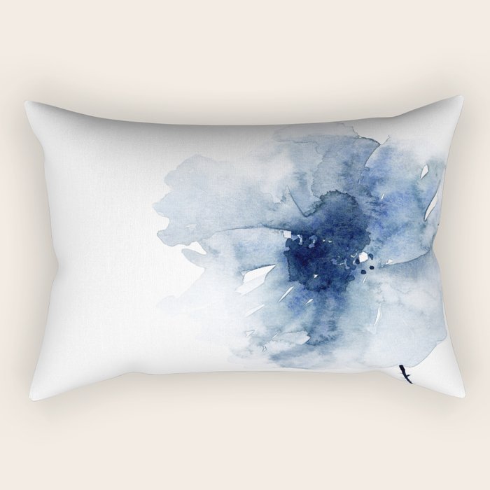 Blue Watercolor Poppies #2 Rectangular Pillow Gallery Image 1