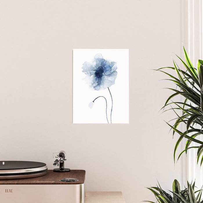 Blue Watercolor Poppies #2 Poster Gallery Image 2