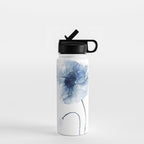 Blue Watercolor Poppies #2 Water Bottle Gallery Image 1