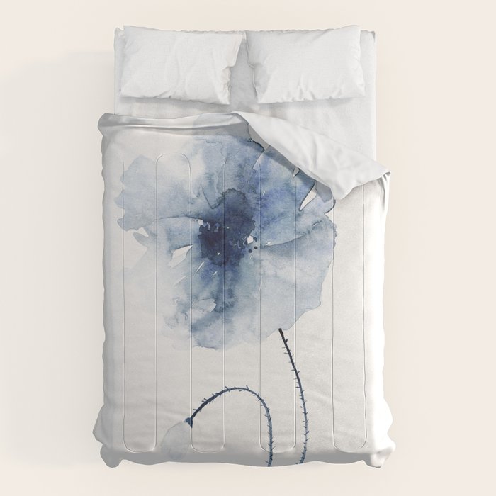Blue Watercolor Poppies #2 Comforter Gallery Image 6
