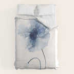 Blue Watercolor Poppies #2 Duvet Cover Gallery Image 6