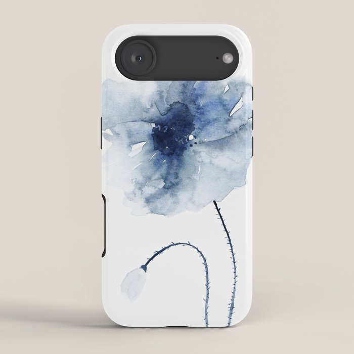 Blue Watercolor Poppies #2 iPhone Case Gallery Image 2