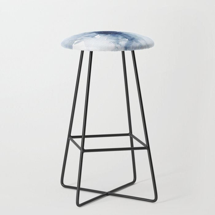 Blue Watercolor Poppies #2 Stool Gallery Image 1