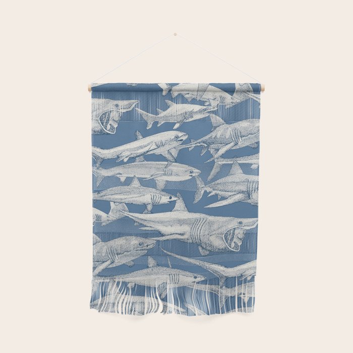 just sharks cobalt denim Wall Hanging Gallery Image 1