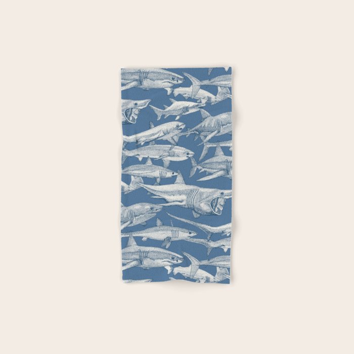 just sharks cobalt denim Bath Towel Gallery Image 1