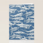 just sharks cobalt denim Stationery Card Gallery Image 2