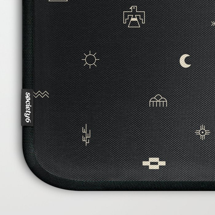 Southwestern Symbolic Pattern in Black & Cream Laptop Sleeve Gallery Image 3