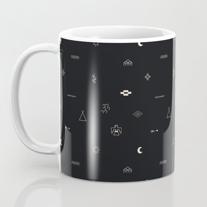 Southwestern Symbolic Pattern in Black & Cream Coffee Mug Gallery Image 3