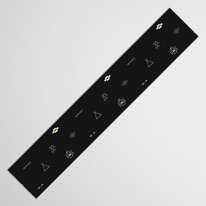 Southwestern Symbolic Pattern in Black & Cream Table Runner Gallery Image 3