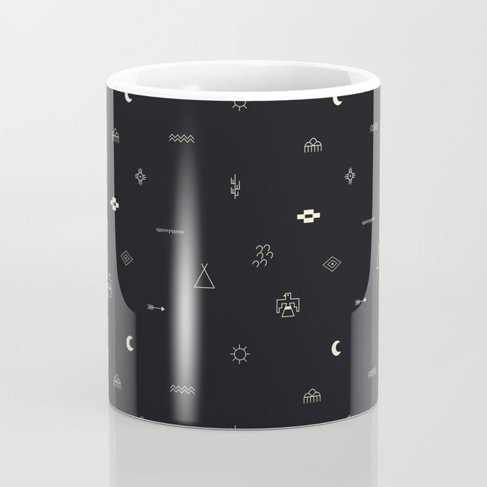 Southwestern Symbolic Pattern in Black & Cream Coffee Mug Gallery Image 4