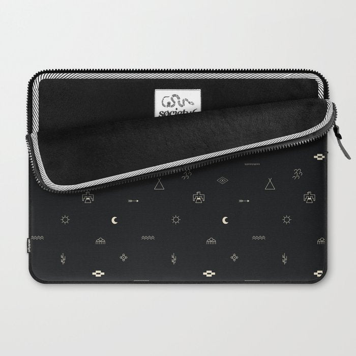 Southwestern Symbolic Pattern in Black & Cream Laptop Sleeve Gallery Image 2