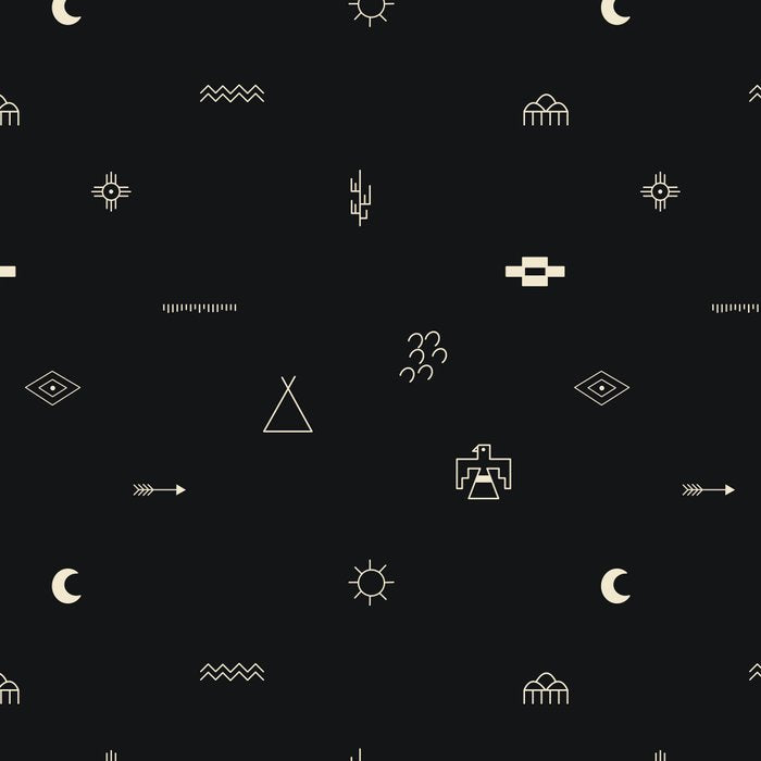 Southwestern Symbolic Pattern in Black & Cream Coffee Mug Gallery Image 2