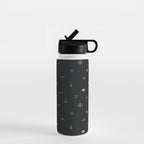 Southwestern Symbolic Pattern in Black & Cream Water Bottle Gallery Image 1