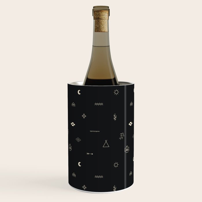 Southwestern Symbolic Pattern in Black & Cream Wine Chiller Gallery Image 3