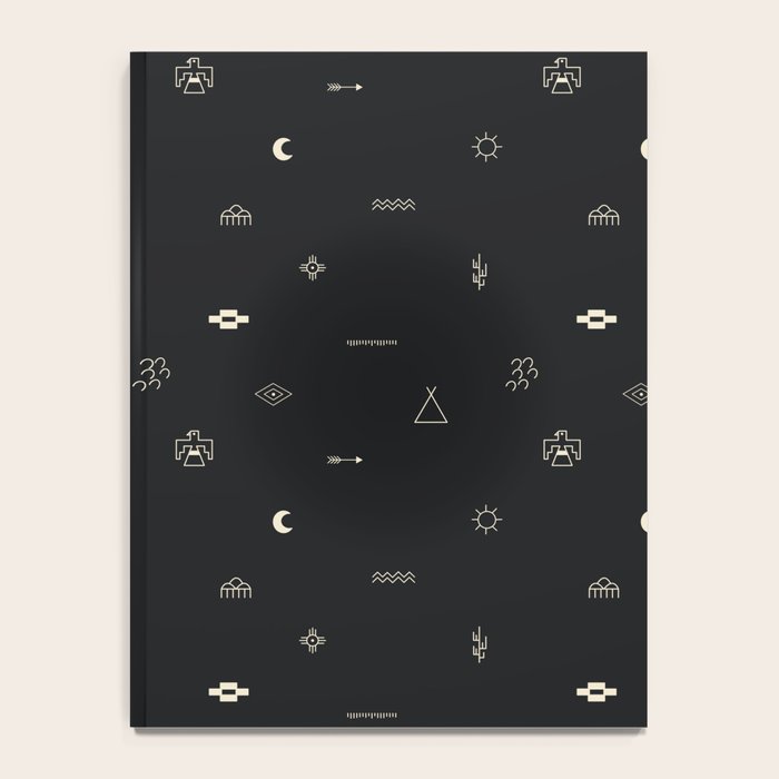 Southwestern Symbolic Pattern in Black & Cream Notebook Gallery Image 4