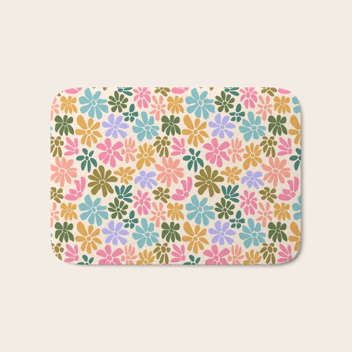 Retro Daisies - Rainbow Fun Bath Mat Gallery Image 1