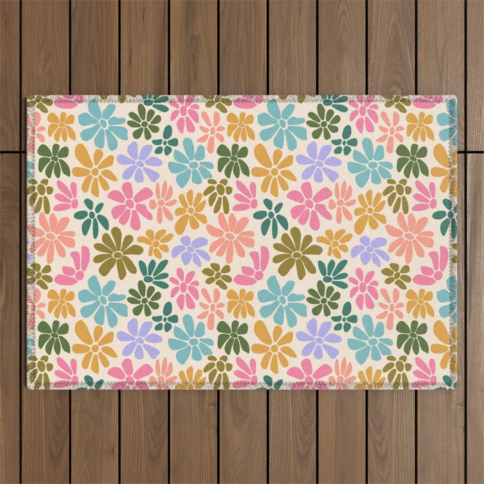 Retro Daisies - Rainbow Fun Outdoor Rug Gallery Image 1