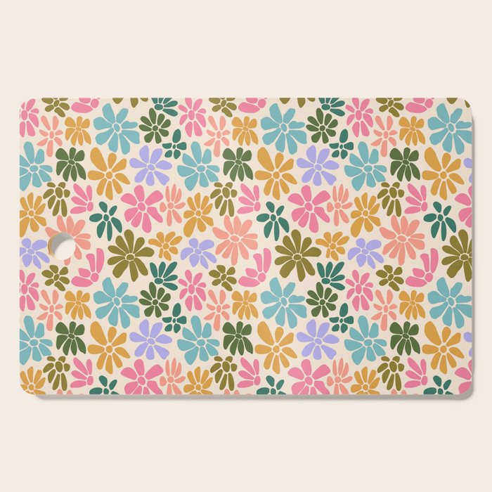 Retro Daisies - Rainbow Fun Cutting Board Gallery Image 1