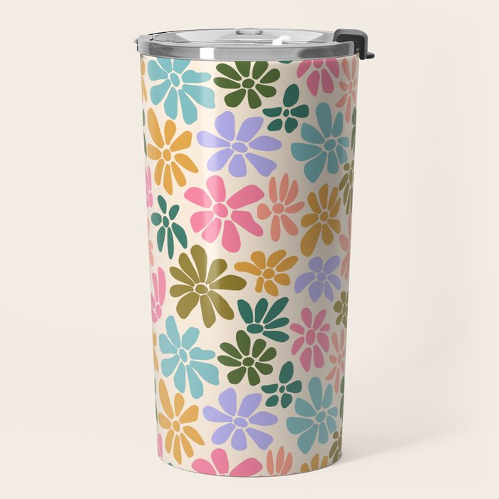 Retro Daisies - Rainbow Fun Travel Mug Gallery Image 2