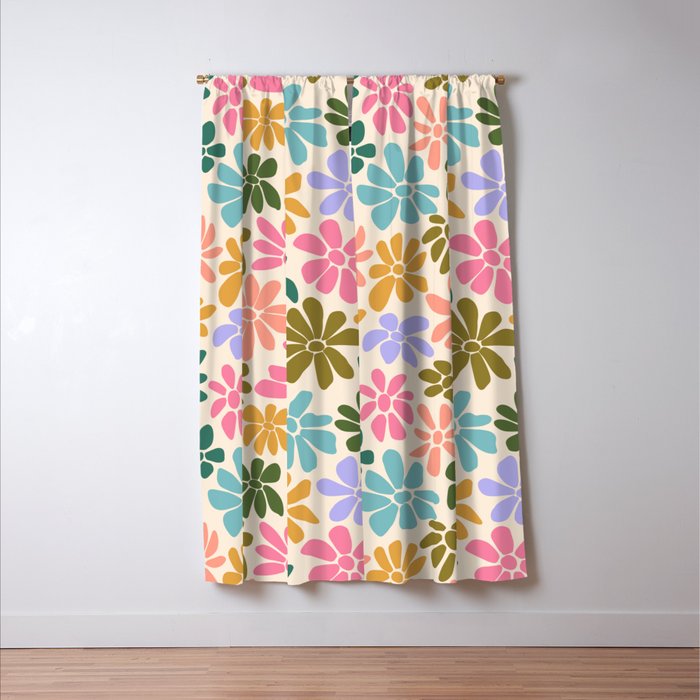 Retro Daisies - Rainbow Fun Window Curtain Gallery Image 3