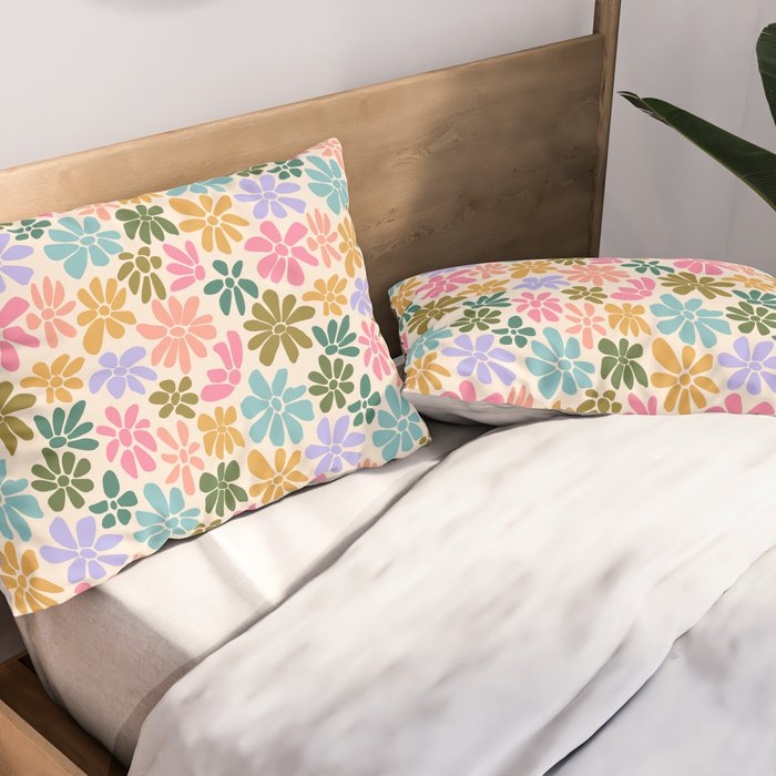 Retro Daisies - Rainbow Fun Pillow Sham Gallery Image 2
