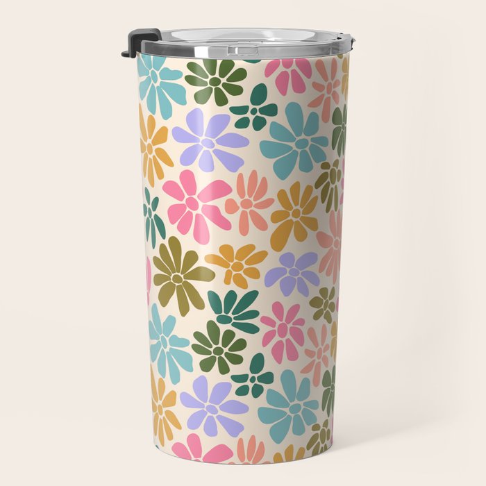 Retro Daisies - Rainbow Fun Travel Mug Gallery Image 3