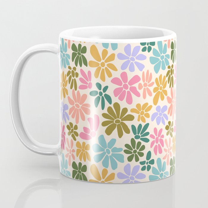 Retro Daisies - Rainbow Fun Coffee Mug Gallery Image 3