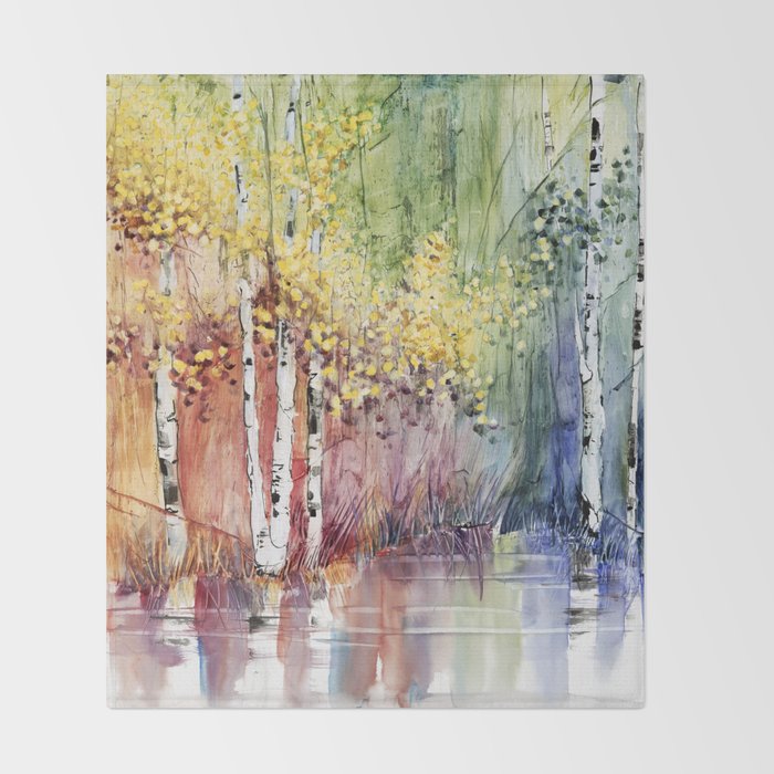 4 Season watercolor collection - summer Throw Blanket Gallery Image 2