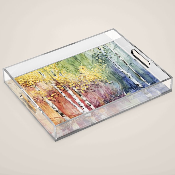4 Season watercolor collection - summer Acrylic Tray Gallery Image 1