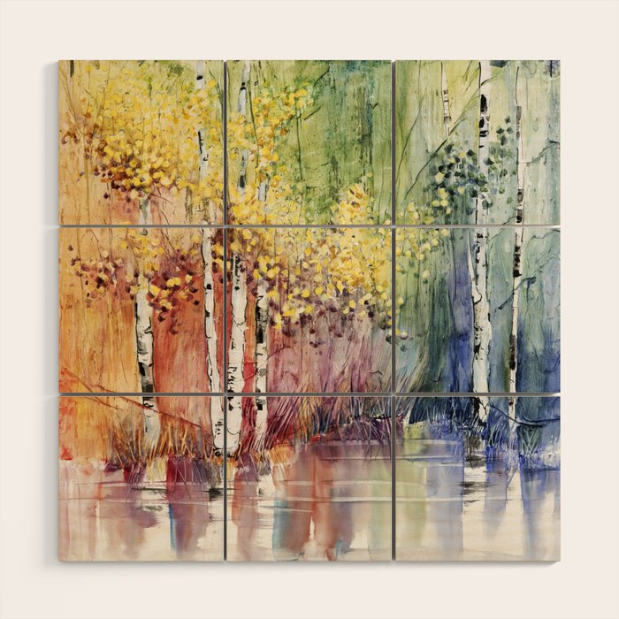 4 Season watercolor collection - summer Wood Wall Art Gallery Image 1