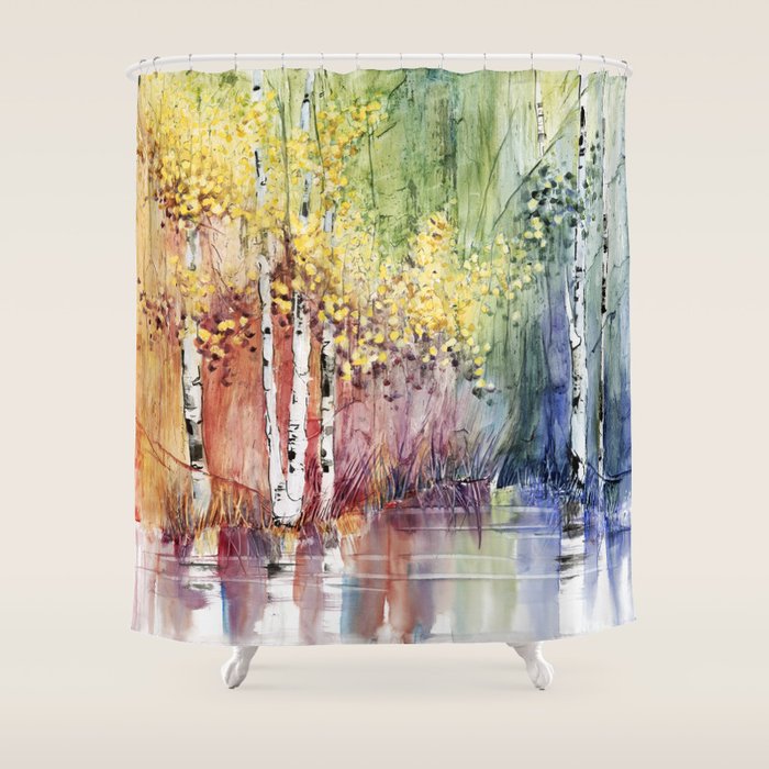 4 Season watercolor collection - summer Shower Curtain Gallery Image 1
