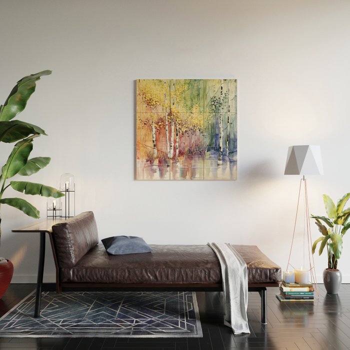 4 Season watercolor collection - summer Wood Wall Art Gallery Image 2