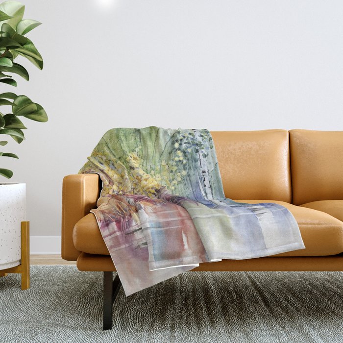 4 Season watercolor collection - summer Throw Blanket Gallery Image 1