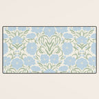 Retro boho flowers - light blue peonies -pastel floral block print Desk Mat Gallery Image 3