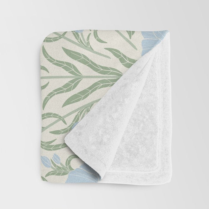 Retro boho flowers - light blue peonies -pastel floral block print Throw Blanket Gallery Image 3