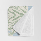 Retro boho flowers - light blue peonies -pastel floral block print Throw Blanket Gallery Image 3