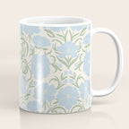 Retro boho flowers - light blue peonies -pastel floral block print Coffee Mug Gallery Image 1